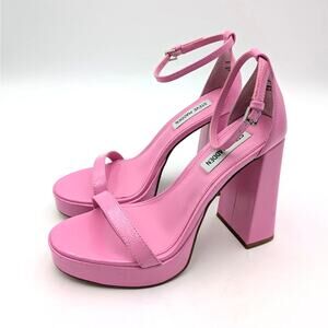 Steve Madden Veronika Chunky Block Heel Sandal Women's Hot Pink Size US7M EU37.5